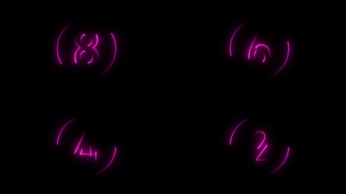 闪烁的霓虹灯倒计时计时器动画，0到10秒计时器动画。