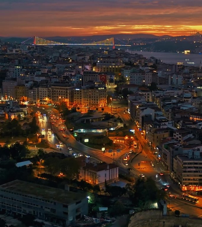 在黄昏时分空中探索伊斯坦布尔海岸线上隐藏的宝石#无人机发现#城市黄昏#伊斯坦布尔黄昏#城市奥秘
