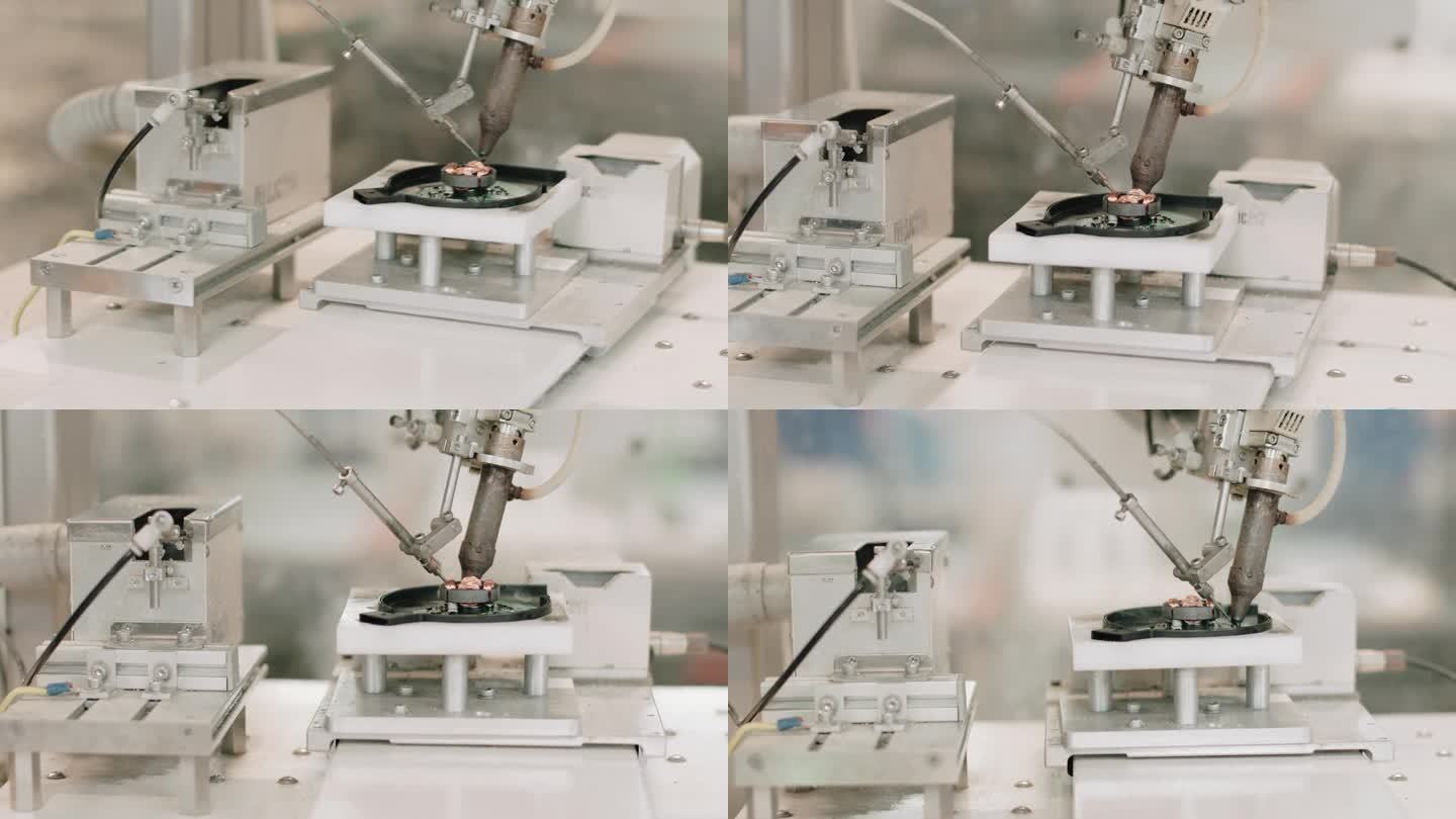 机器人焊接数控机床焊接微芯片在工厂。现代工程。