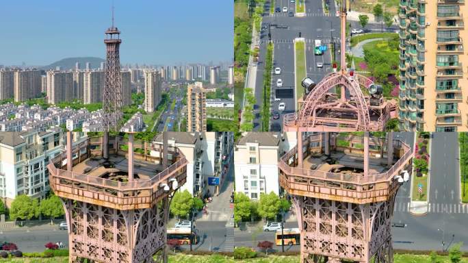 杭州城市郊区临平区小埃菲尔铁塔巴黎铁塔高