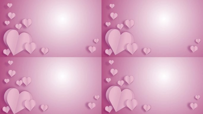 飞纸元素形状的心脏在粉红色的背景。爱的象征为快乐女人节、母亲节、情人节、生日贺卡。