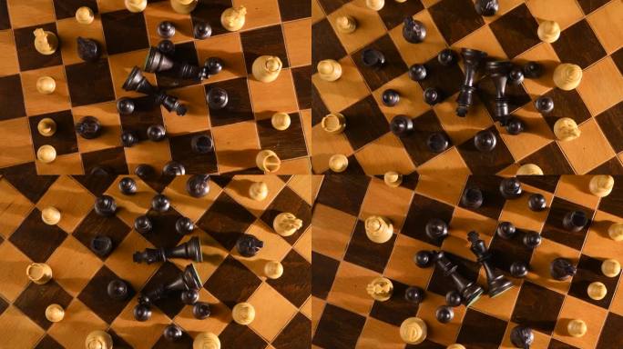 国王和王后都被打败了，留下了棋盘上的国际象棋战争。