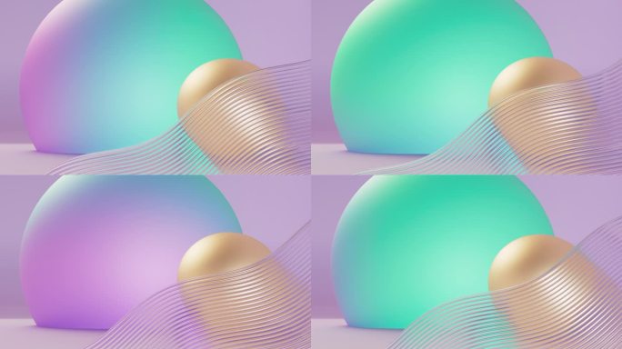 抽象几何和玻璃元素-颜色梯度，紫色和绿色-可循环，与复制空间