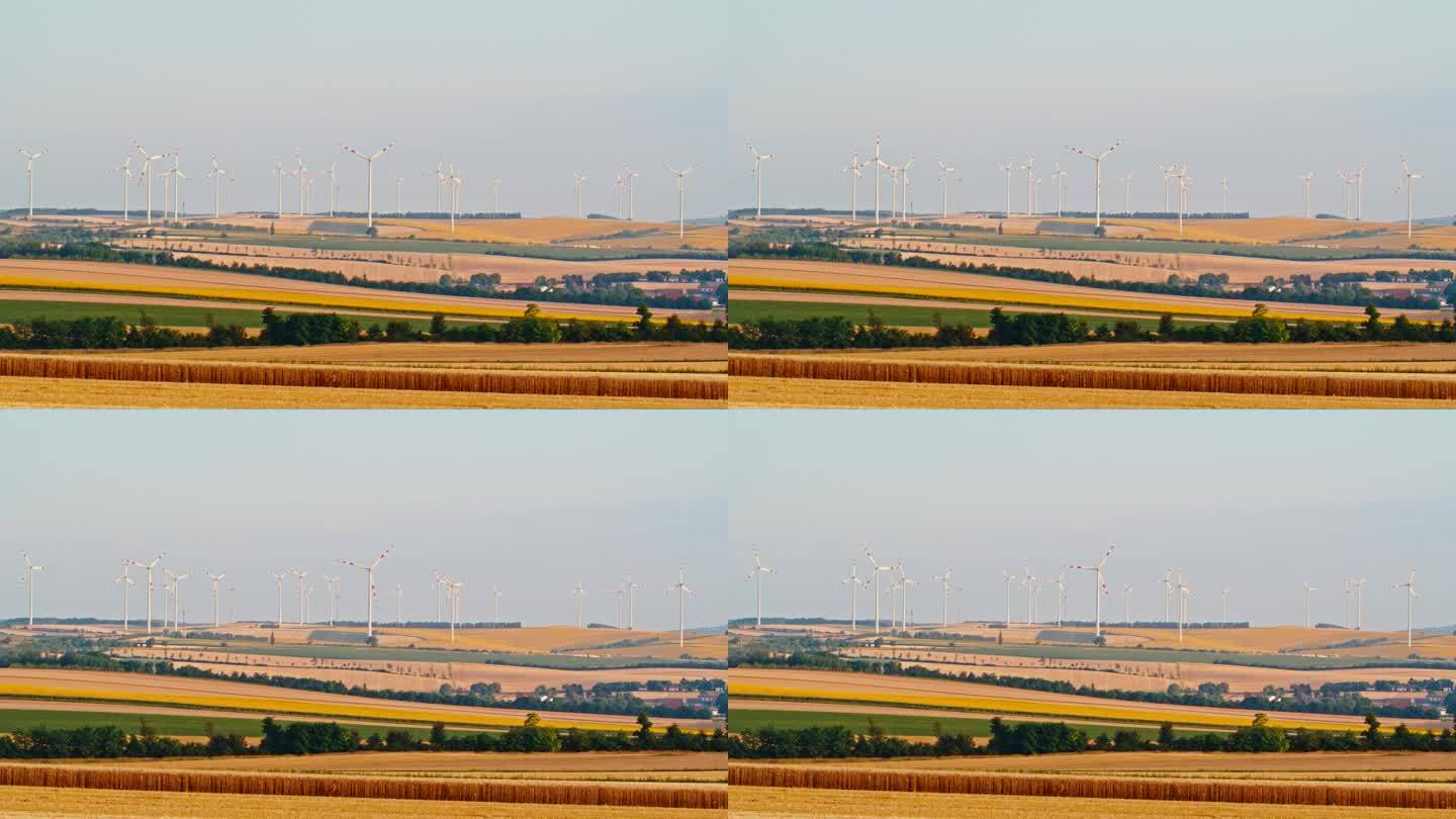 空灵的地平线:农村风力涡轮机的慢动作一瞥