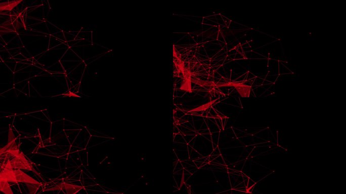 红线网结构。3D数字数据技术概念。连接线和点的动画