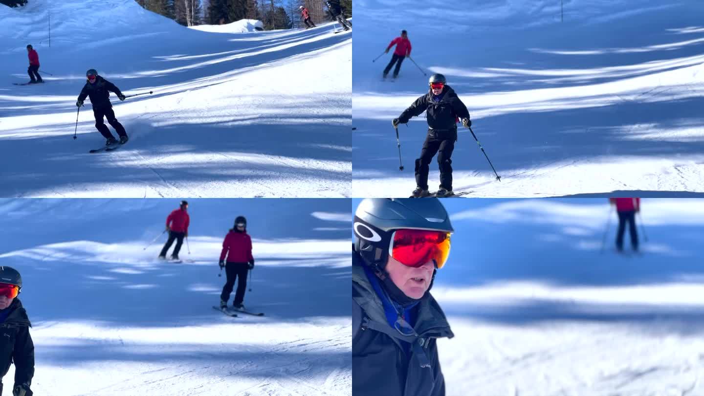 停在滑雪道上休闲生活