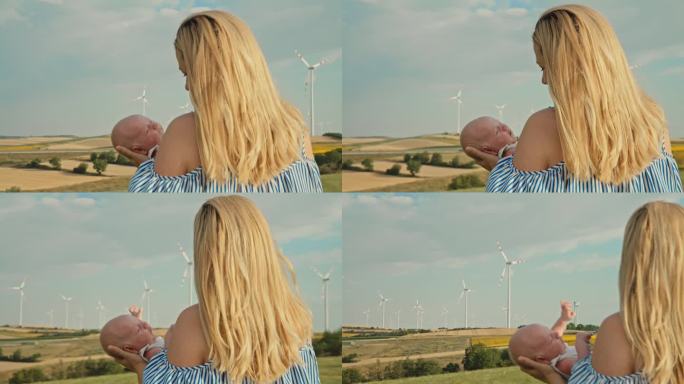 SLO MO在母亲的怀抱中:在风力涡轮机中的珍贵时刻