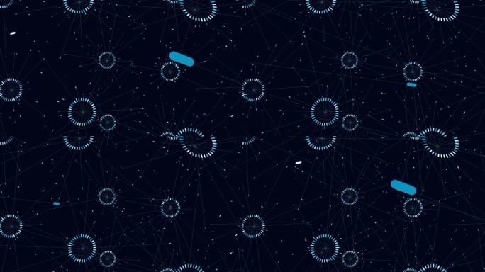 中心有蓝点的互连圆网