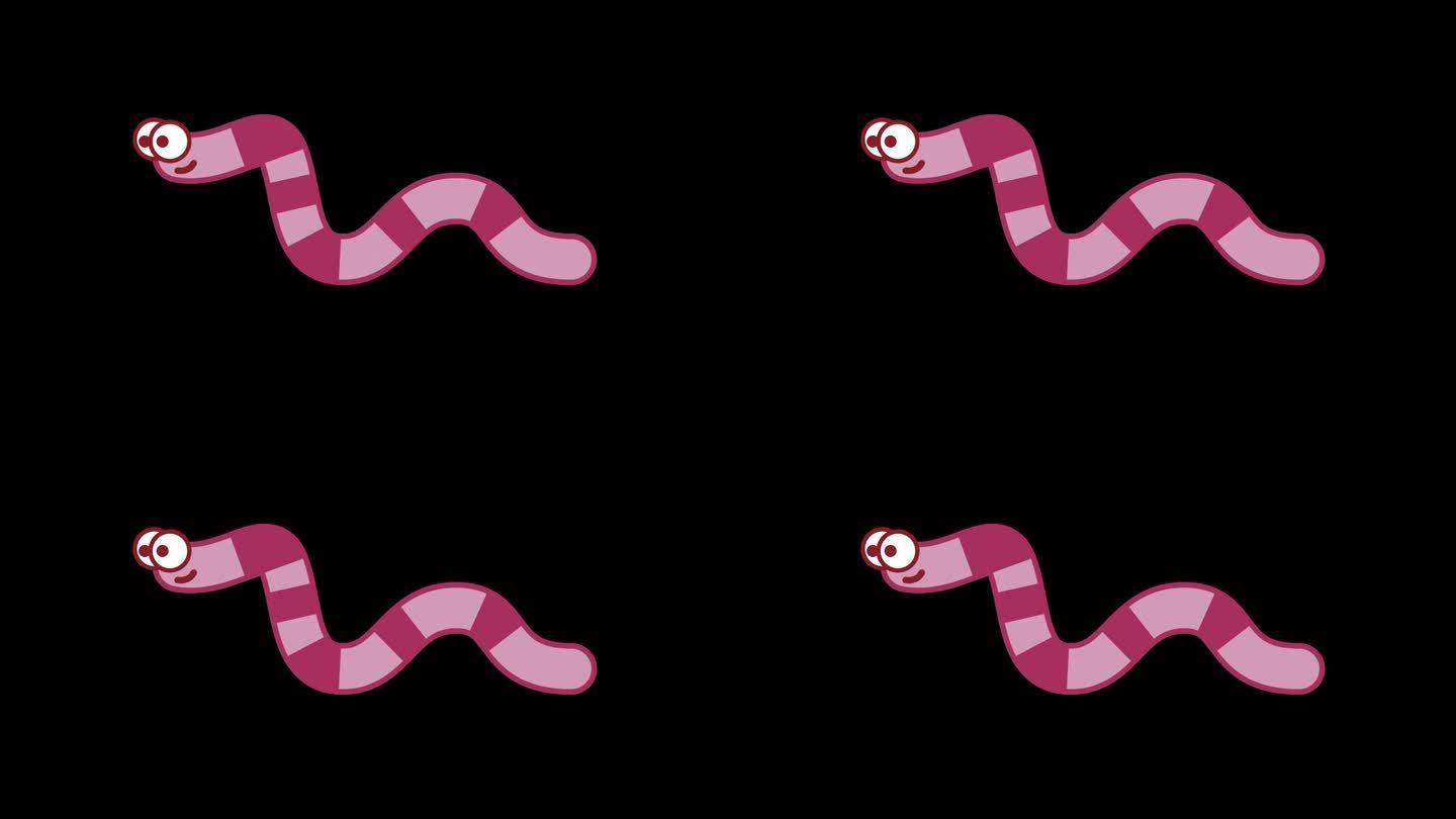 爬行蚯蚓2d动画人物透明背景