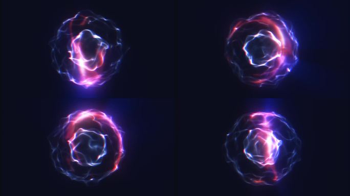 蓝紫色能量球数字高科技球未来的魔法等离子圈发光明亮的力场抽象背景