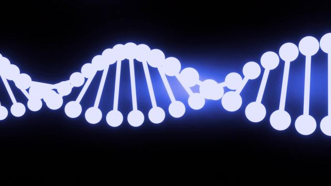 在黑色背景上提取DNA。基因信息科学动画的概念设计。分子。染色体。科学、生物学