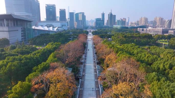 上海科技馆世纪广场航拍浦东新区城市地标建