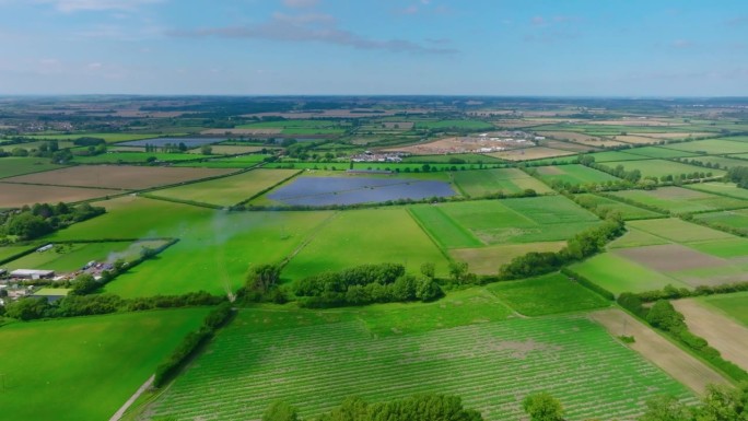 英国农场鸟瞰图乡村振兴美丽乡村土地规划