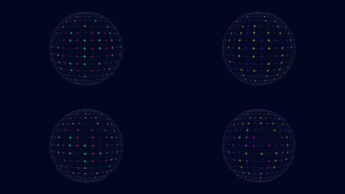 抽象球体与网格模式3d蓝色球体和黄色网格在黑色