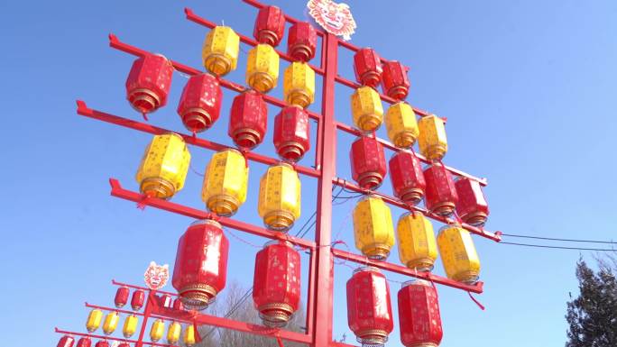 春节  景区红灯笼  花纸伞展示