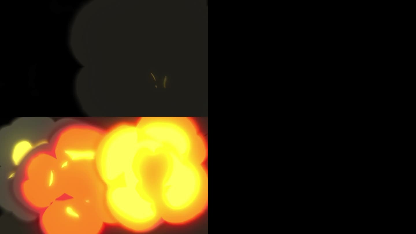 2D卡通火过渡:火过渡元素的动画火效果。4K分辨率
