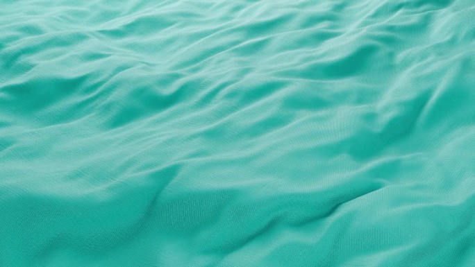 波浪蓝色丝绸面料飘动表面与织物细节