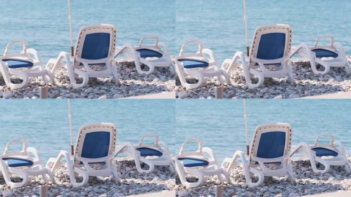 海边、沙滩旅游季节租塑料日光浴椅防晒、遮阳