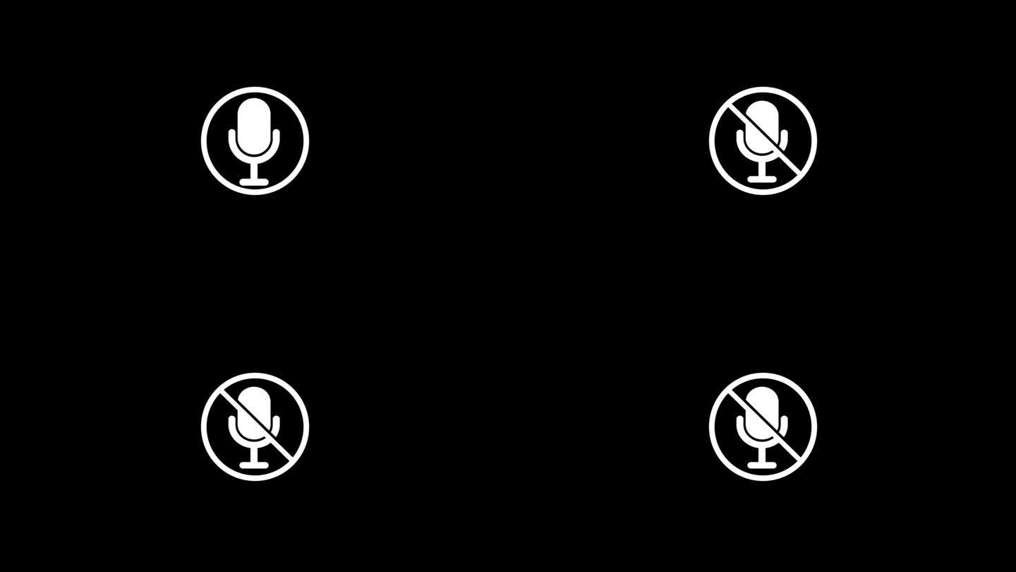 动画无声音麦克风图标在无线电背景