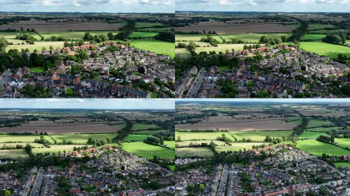 无人机拍摄的英国奥尔尼村