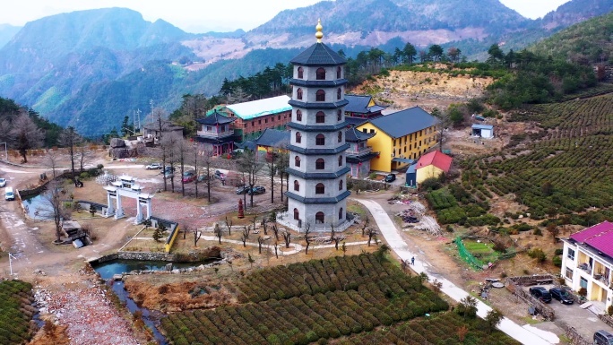 台州黄岩大寺基，万福寺航拍