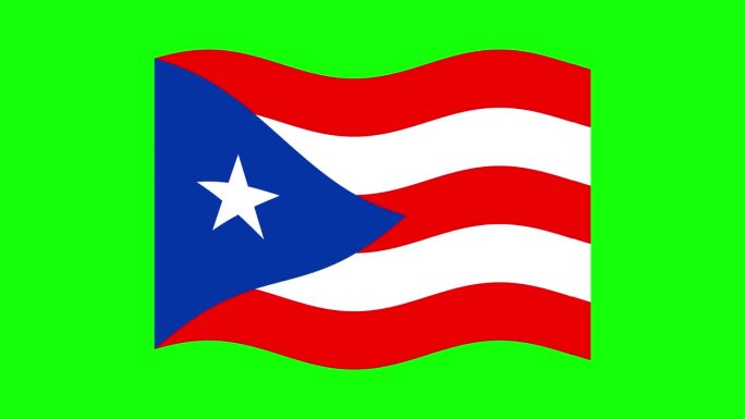 波多黎各国旗。无缝循环动画。挥舞着波多黎各国旗。简单矢量运动图形。4K高清视频。在色度键上隔离