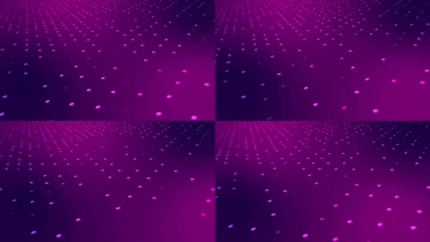 抽象数字紫色粒子或点波和光抽象背景