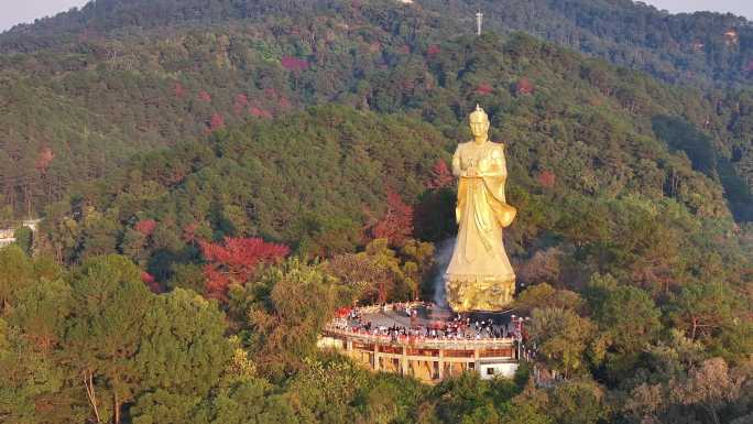 【4K超清】广西梧州市龙母庙龙母圣像航拍