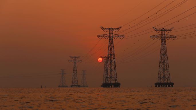 深圳西湾跨海电网日落延时