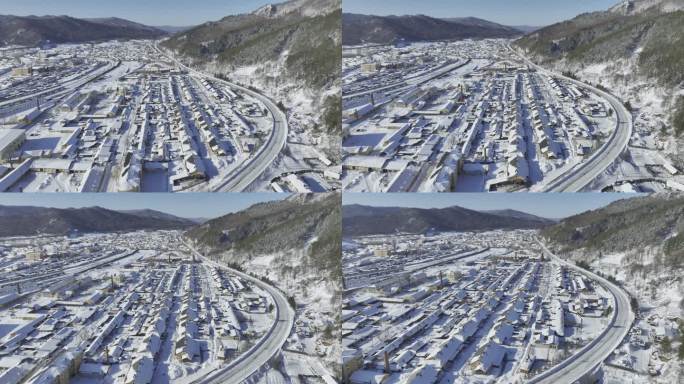 原创冬季横道河子铁轨空景雪景航拍