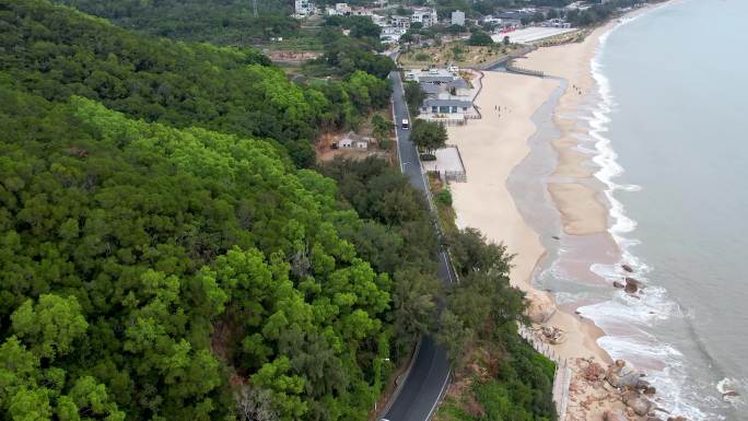 海浪 沙滩 礁石 海滨公路 航拍 南澳岛