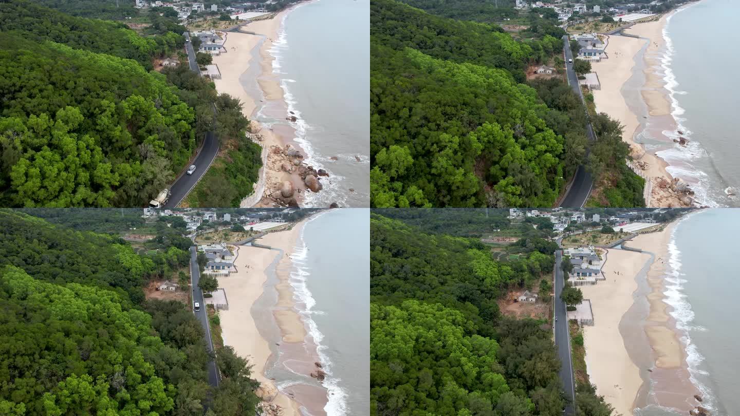 海浪 沙滩 礁石 海滨公路 航拍 南澳岛