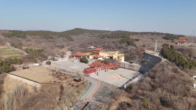 河南鹤壁淇滨区历史古迹风景名胜金山寺航拍