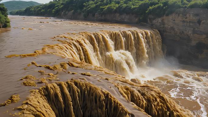 河流黄河河道河水瀑布流水氛围抽象河流流水