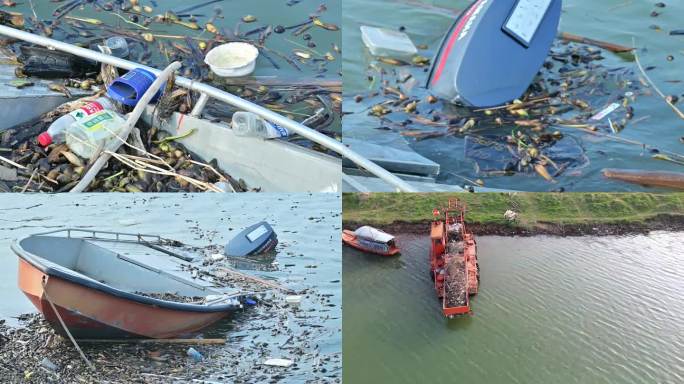 湖南湘江生态环境保护湖水治理 环卫工人