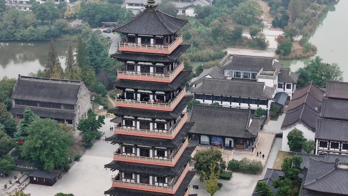 秋季扬州瘦西湖大明寺栖灵塔