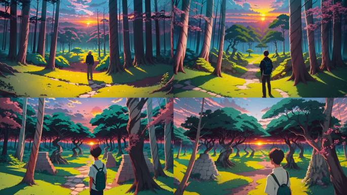 AI航拍古森林风景动画