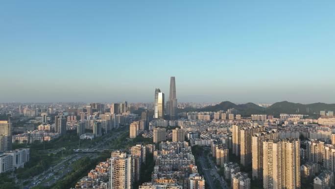 东莞航拍东莞大道东城街道建筑风光城市大景