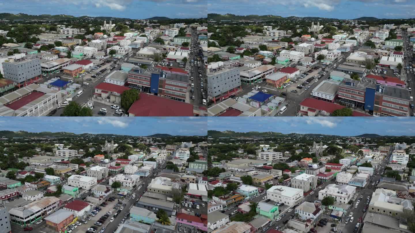安提瓜和巴布达市区无人机录像