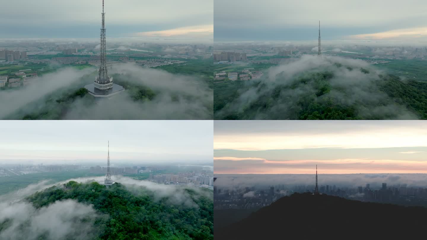 【4K】航拍合肥大蜀山云雾缭绕山顶看城市