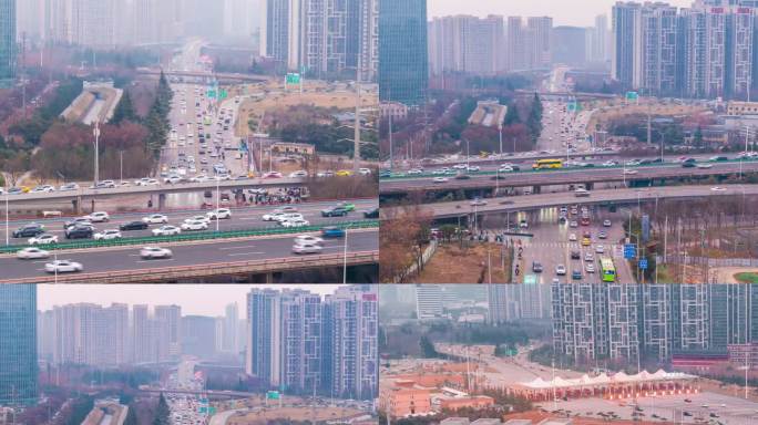 陕西西安南三环绕城高速高新出口航拍延时