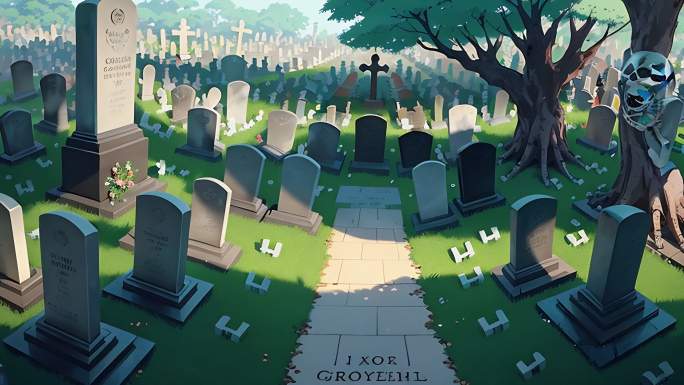 AI演绎墓地动画