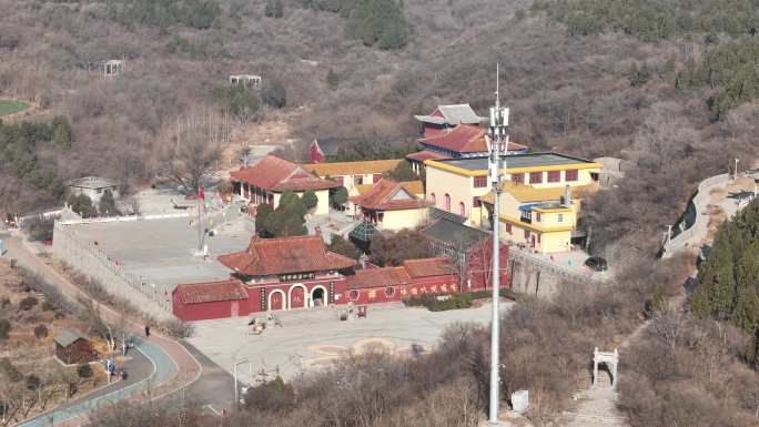 河南鹤壁淇滨区历史古迹风景名胜金山寺航拍