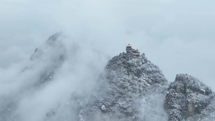 南五台航拍雪景4k