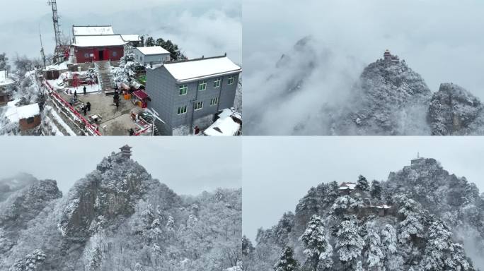 南五台航拍雪景4k