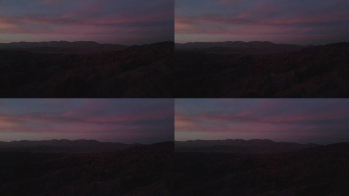 黄昏时沙漠景观的航拍画面