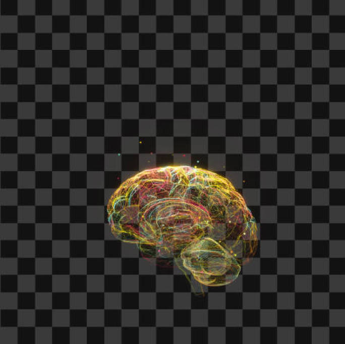 高清全息大脑 旋转循环动画12（带通道）