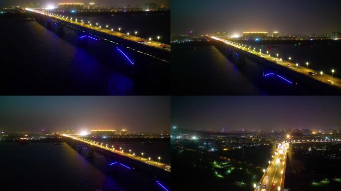 南京市鼓楼区南京长江大桥夜晚夜景城市地标
