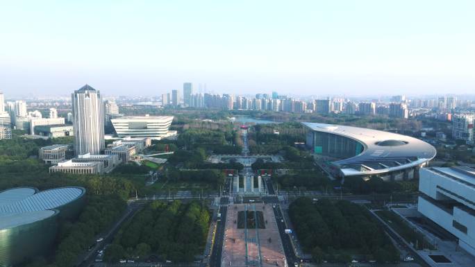 4K-航拍 上海浦东新区 区政府大楼