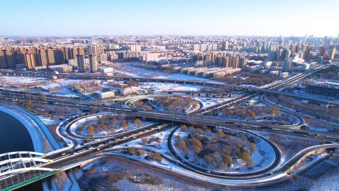 石家庄交通枢纽雪景